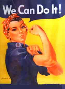 WW2 propaganda poster to encourage young women to do men's work in the home front