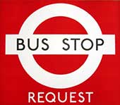 London request bus stop sign