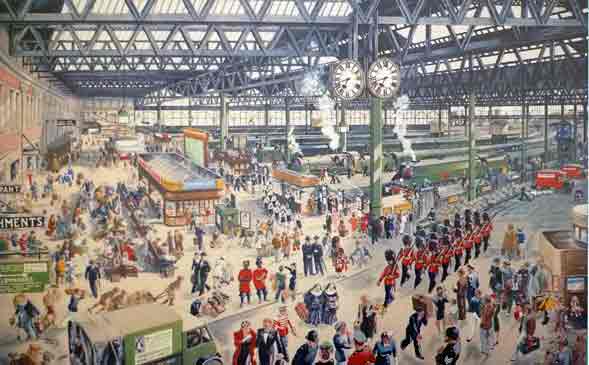 Clock in a large London station, 1948