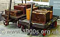 Porters' luggage trolleys in the 1940s
