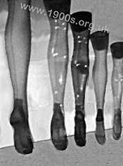 Nylon stockings as displayed on 'legs' by shops in the 1950s