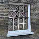 windows taped against bomb blast in WW2