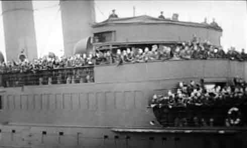 British troop ship returning servicemen for demobilisation at the end of the Second World War