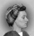 The type of headscarf that women wore for shopping in London during World War Two