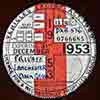 1953 British car-tax disc for a dark green Lanchester family car, thubnail