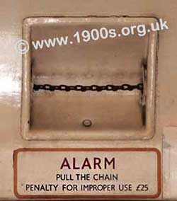 Emergency train communication cord inside a 1950s British train