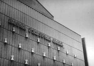 Close-up of Festival Hall showing its name