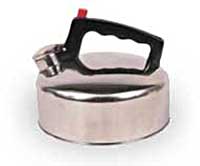 Stainless steel whisting kettle, common in the mid to late 20th century