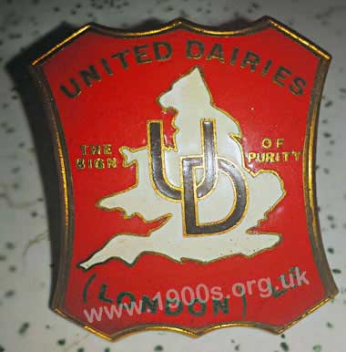 United Dairies milkman's cap badge, 1940s