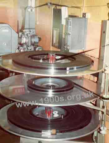 Cinema film running from a cakestand