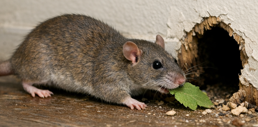 rat or mouse in a shed or garden