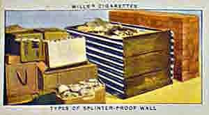Types of splinter-proof wall: brick; rubble in corrugate iron and cardboard boxes of rubble, to protect against bomb blast, as recommended for civilian protection in World War Two