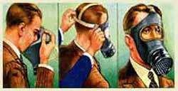 How to put on a gas mask in three steps