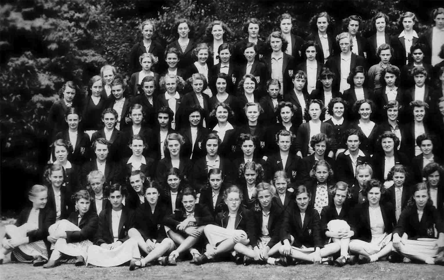 Far left section of the 1949 School photograph for Copthall County Grammar School