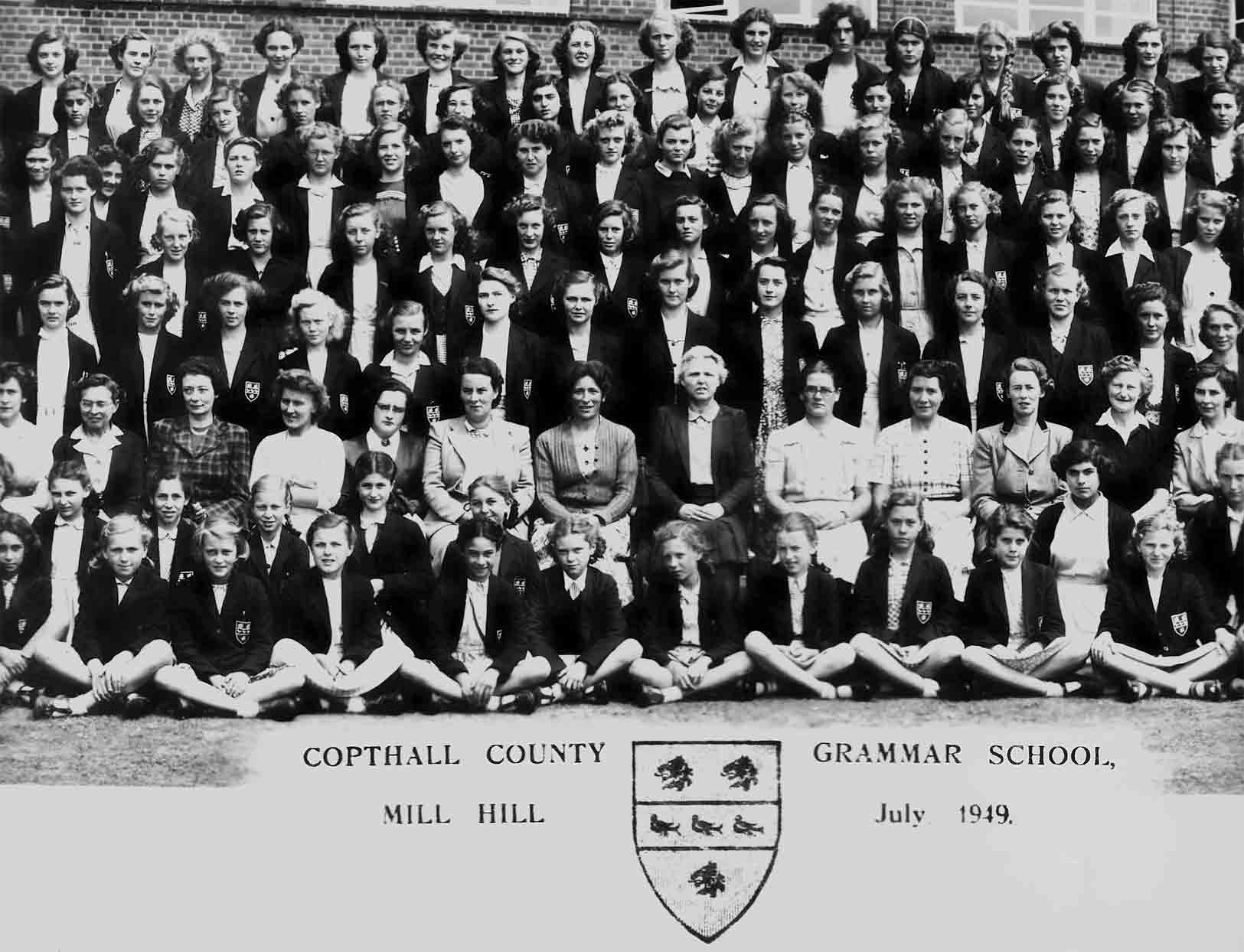 Third left section of the 1949 school photograph for Copthall County Grammar School