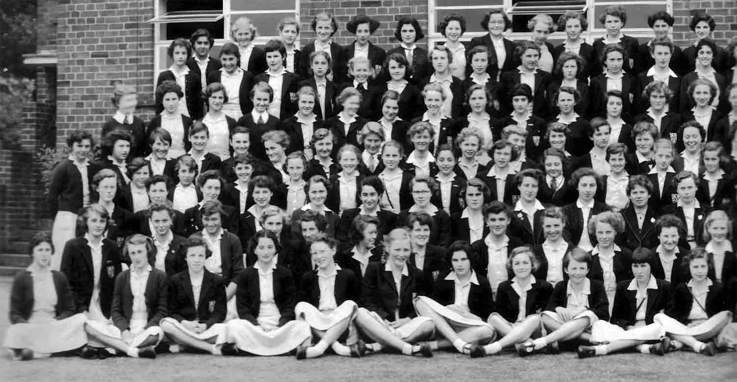Far left section of the 1955 School photograph for Copthall County Grammar School