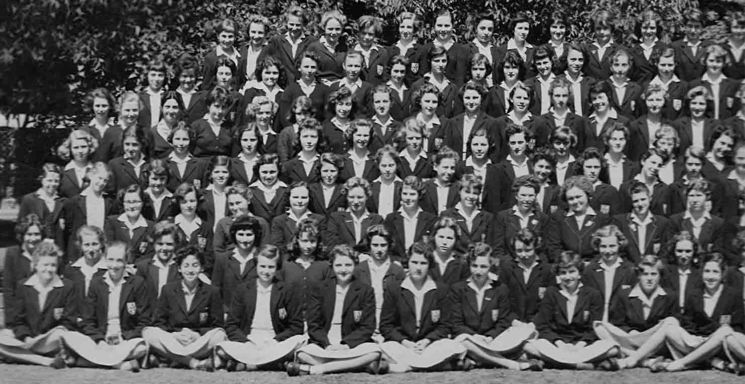 Far left section of the 1957 School photograph for Copthall County Grammar School