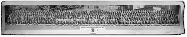 A typical school photograph from the 1950s showing the entire school: pupils, teachers and the headmistress. Such photographs were about a metre long.