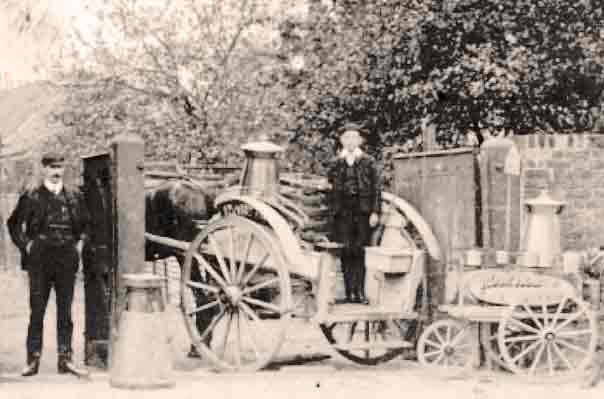 Milk delivery from a dairy in the early 1900s.