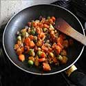 Bubble and squeek - vegetables, sausages and stuffing fried together