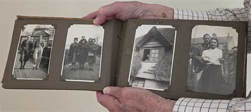 Showing photos from a family photo album - but bring a large magnifying glass if possible.