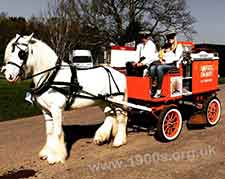 vintage milk delivery float, United Dairies, front, coloured