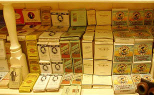 Old cigarette packets showing the range of brands available