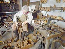 Full size reconstruction of a cobbler's workshop in Victorian and Edwardian times, showing actual tools of the trade and how he worked