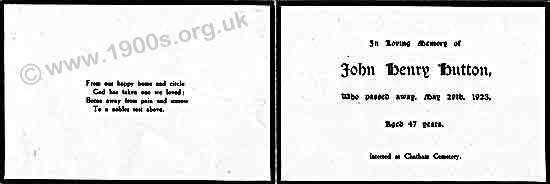 Card with a black edge which came through the post to notify of a death, standard practice in Victorian and Edwardian times.