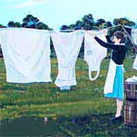 Drying laundry outside on a clothes line
