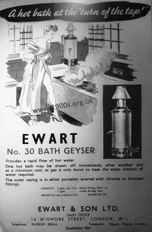 Advert for a 1950s geyser
