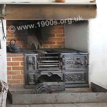 kitchen fire showing the surface for heating irons