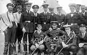 Officers of the Boys Life Brigade, probably at a summer camp of a number of brigades from different areas, c1920
