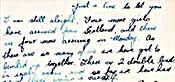 The heavy than fading off appearance of writing made with a pen and nib where the nib had to be repeated dipped into ink - typical of much writing in the first half of the 20th century.