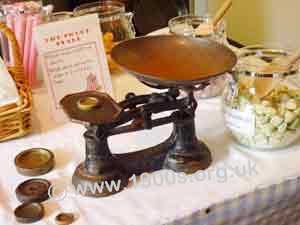 Early 1900s-style confectioners' scales for weighing out sweets