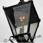 Gas street lamp with 3 lighted mantles