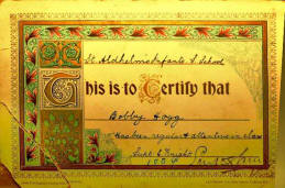 Certificate of good attendance at Sunday School 1909, small image