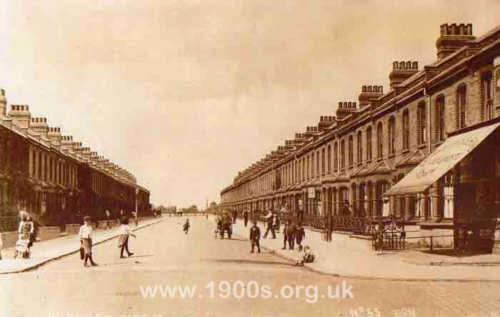 Victorian street of terraced working class houses