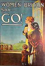World War One propaganda poster to encourage women to let men fight