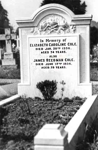 gravestone of James Reedman Cole and his wife Elizabeth Caroline