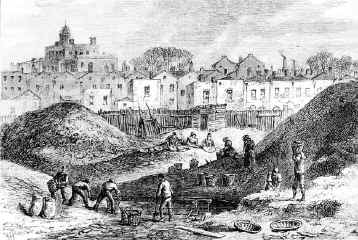 Digging clay by hand for the temporary kilns