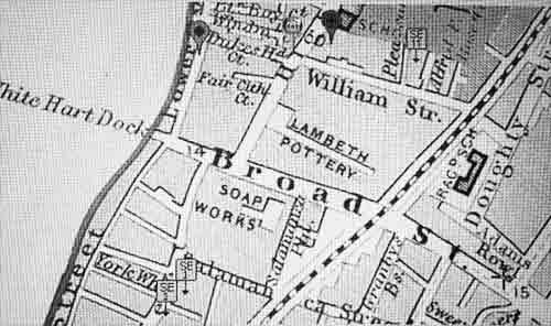 Detail from 1860 map of Lambeth