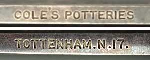 silver pencil engravinged with Cole Potteries on one side and Tottenham on the other
