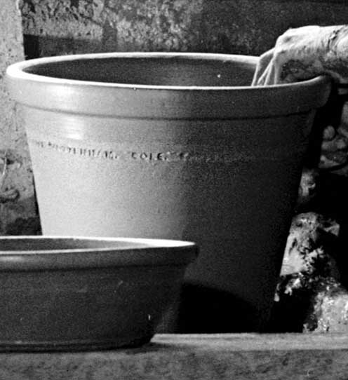 clay pot marked around with Tottenham Cole