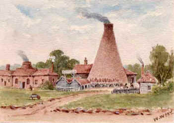 Painting of the Tile Kilns undated showing the track that later became Tileyard Road