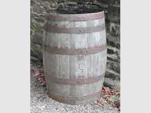 wooden water butt barrel old